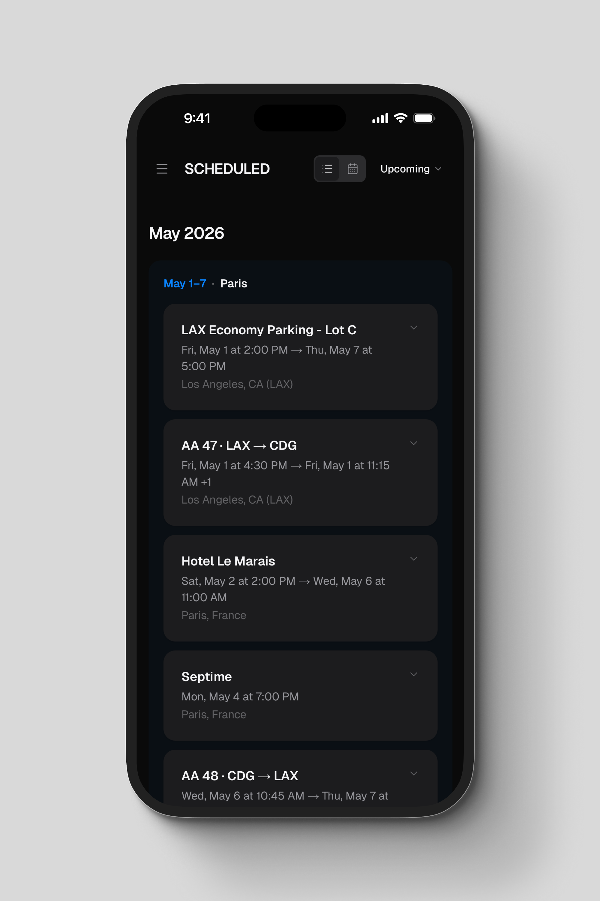 SCHEDULED - itinerary detail